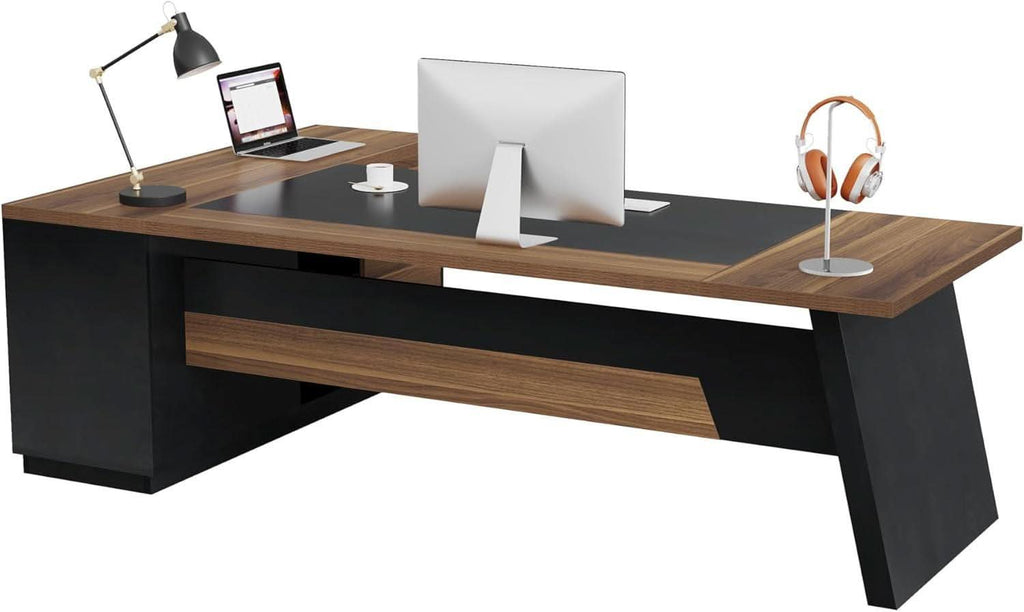 78 Inch Executive Desk Featuring Ample Storage Cabinets