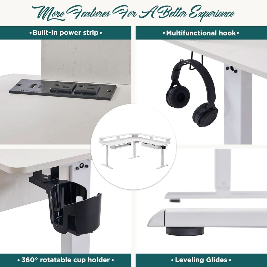 60 Inch Elevated Electric Standing Desk Dark Walnut