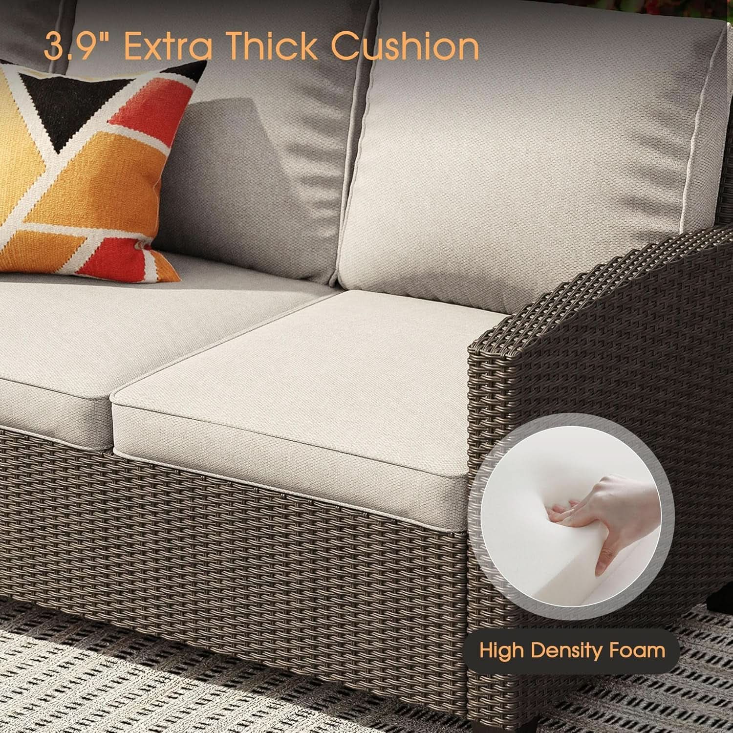 Eight Piece Outdoor Patio Furniture Set with Firepit