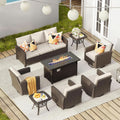 Eight Piece Outdoor Patio Furniture Set with Firepit